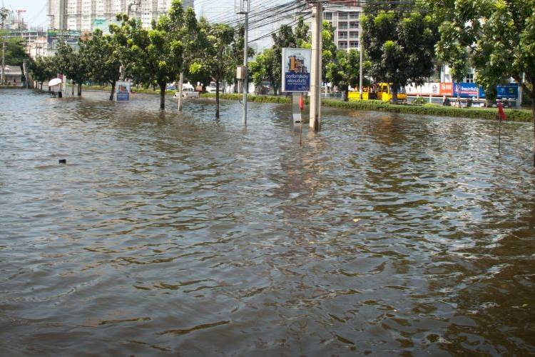 city with flood damage