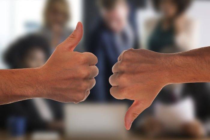 Thumbs up and thumbs down